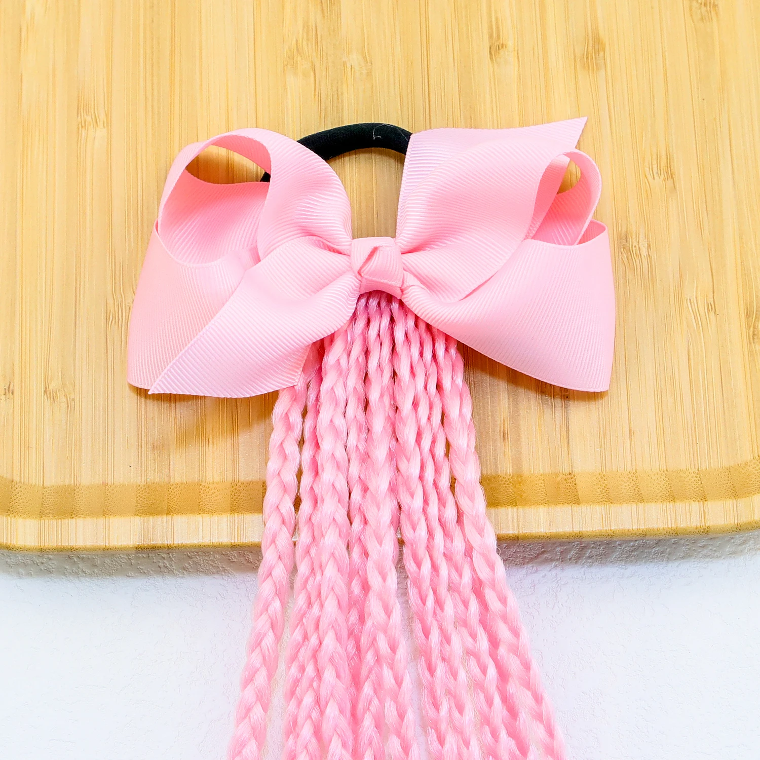 Girls Hair Bows Dirty Braids Colorful Twist Tie Wigs Ponytail Kids Hair Accessories 4\'\' Hair Bows Rubber Bands Princess Headwear