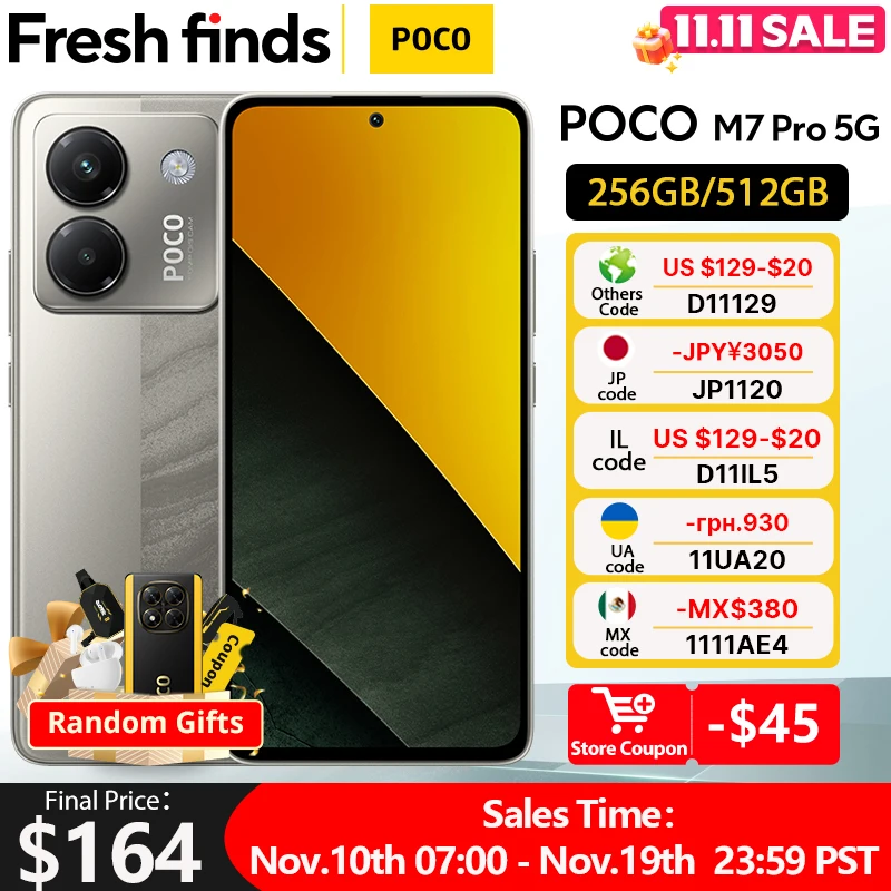 Newest POCO M7 Pro 5G Global Version 256GB/512GB Dimensity 7025-Ultra 120Hz FHD+ Eye-care AMOLED Display NFC 5110mAh Battery