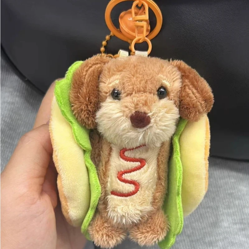 

Jinnew Original Ugly-Cute Hamburger Hot Dog Dachshund Plush Doll Backpack Pendant Keychain Couple Gift