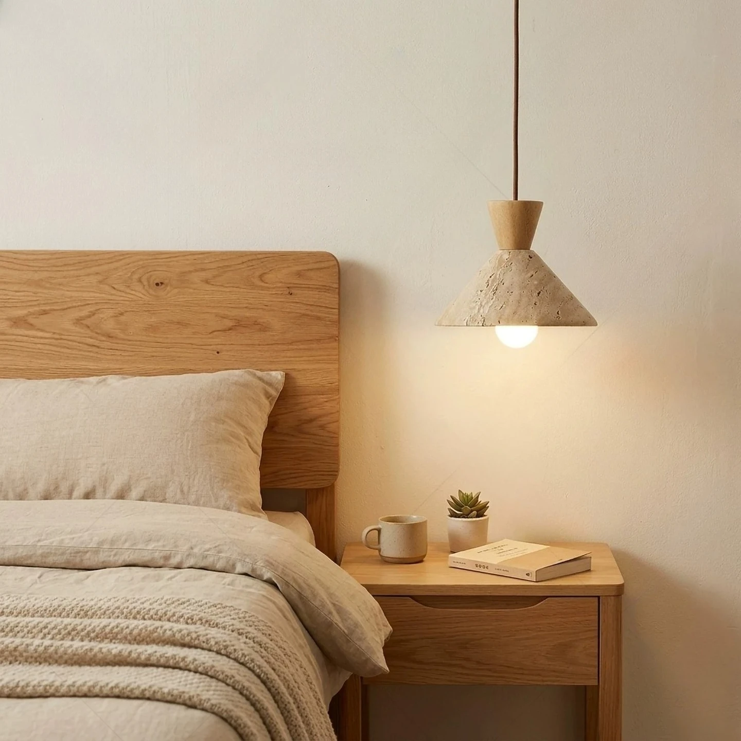 Wabi-sabi Bedroom Travertine Chandelier, Suitable for Living Room, Bedside, Kitchen Island