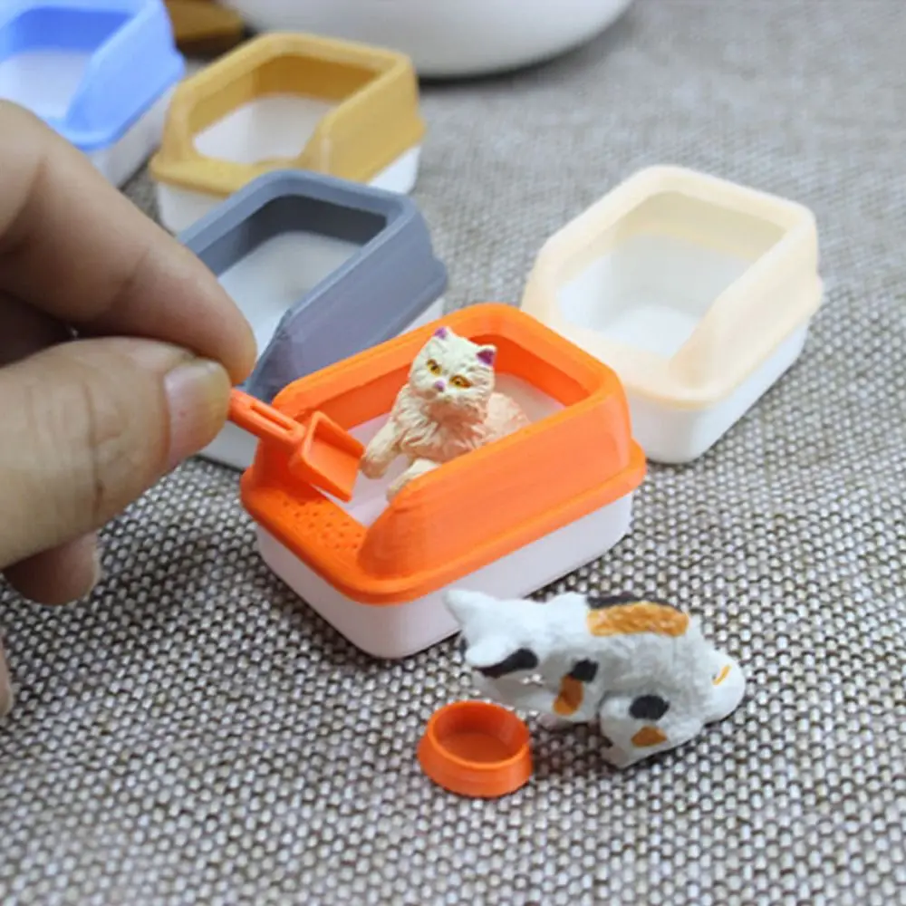 3Pcs/set Fashion 1:12 Dollhouse Cat Litter Box Mini Model Shovel Doll Home Decoration Miniature DIY Accessories Toy