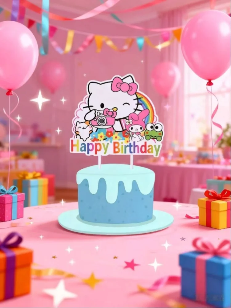 25 stks Sanrio Hello Kitty Cake Topper Benodigdheden voor Kid Meisjes Favor Verjaardag Baby Douche Bruiloft Cupcake Topper Party Decoraties