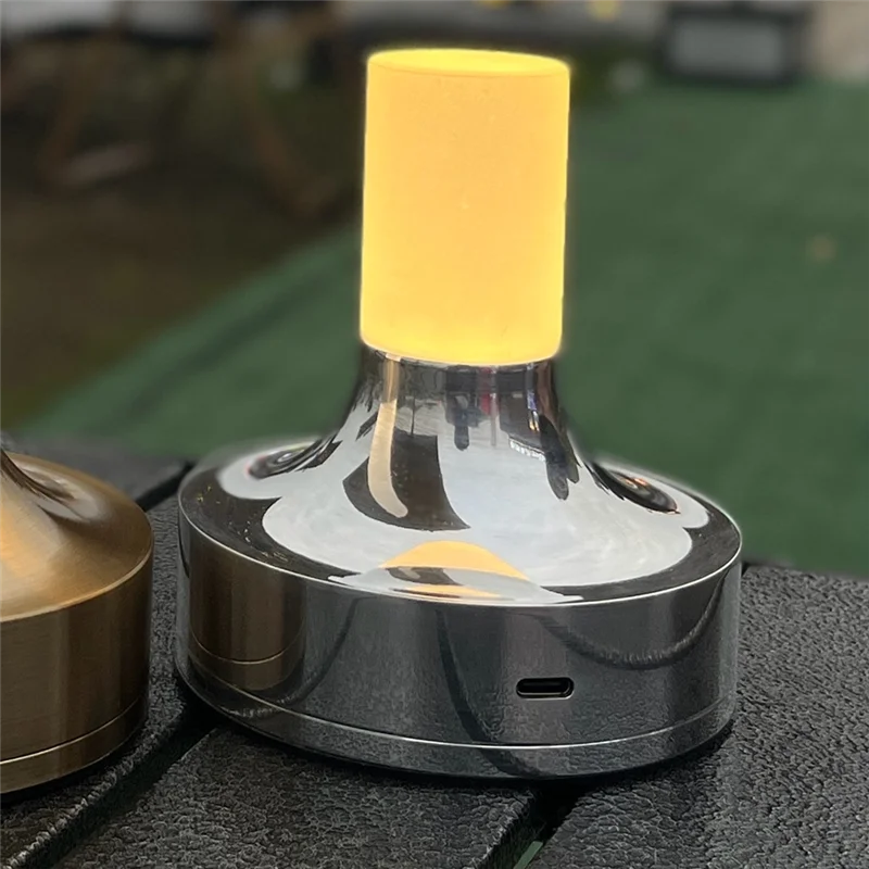 AF90-Candle Table Lamp Short Style For Bedroom Rechargeable Wireless Touch Lamp Camping Rechargeable Type-C Desk Lamp