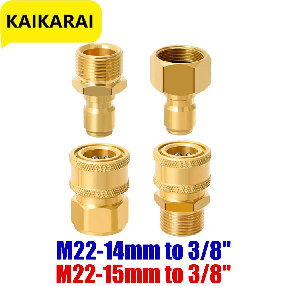 Pressure Washer Quick Disconnect Adaptor Set M22-15mm to 3/8 Quick Release Couplers for Attach Hose to The Water Pumps 5000 PSI