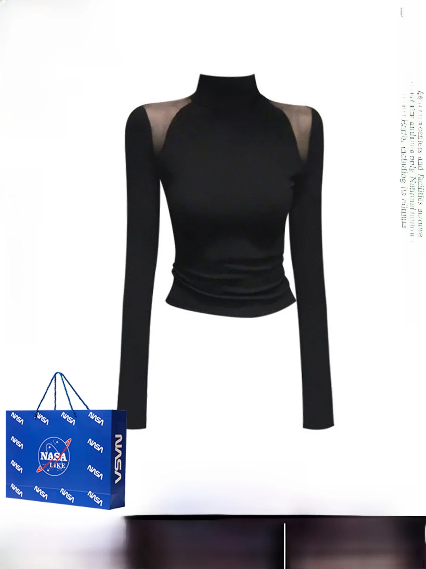 

Bla High Collar Me Splice Women's T-irt Autumn Winter Slimming Long Sve Casual Sle Inner Wear Top Fem Faion