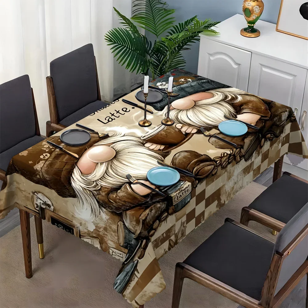 1pc Coffee Theme - Attractive Dwarf Rectangular Tablecloth with Fan-Shaped Edges Polyester Fiberxzj