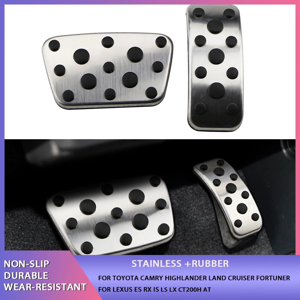 Stainless Car Gas Accelerator Brake Pedal Protection Pad for Toyota Camry Highlander Land Cruiser Fortuner Lexus ES Rx