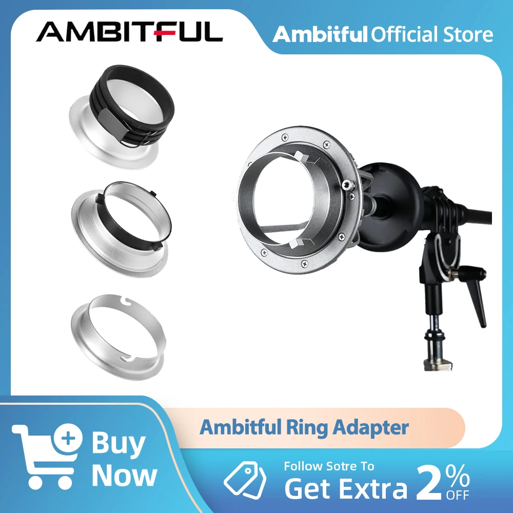 

AMBITFUL 135mm 144mm 150mm Ring Adapter for Bowens Elinchrom Profoto Mount Strobe Flash Softbox for AMBITFUL AL-06
