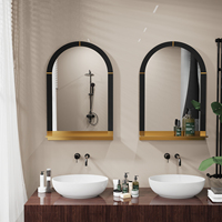 Arched Wall Mirror with Shelf Metal Framed Decorative Mirrors for Wall Decor, Living Room, Bathroom Vanity