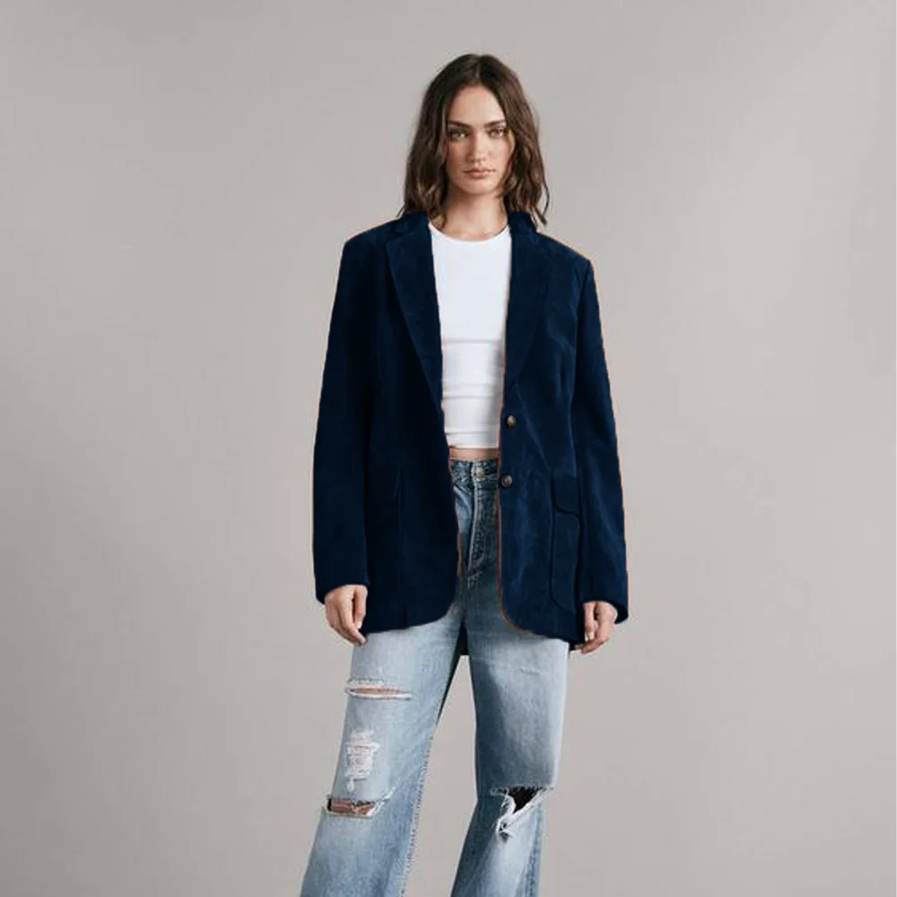 Veste en daim pour femme avec boutons à boutonnage simple, manteau élégant pour femme, vêtements pour dames, tendance, nouveau, extérieur, 2024