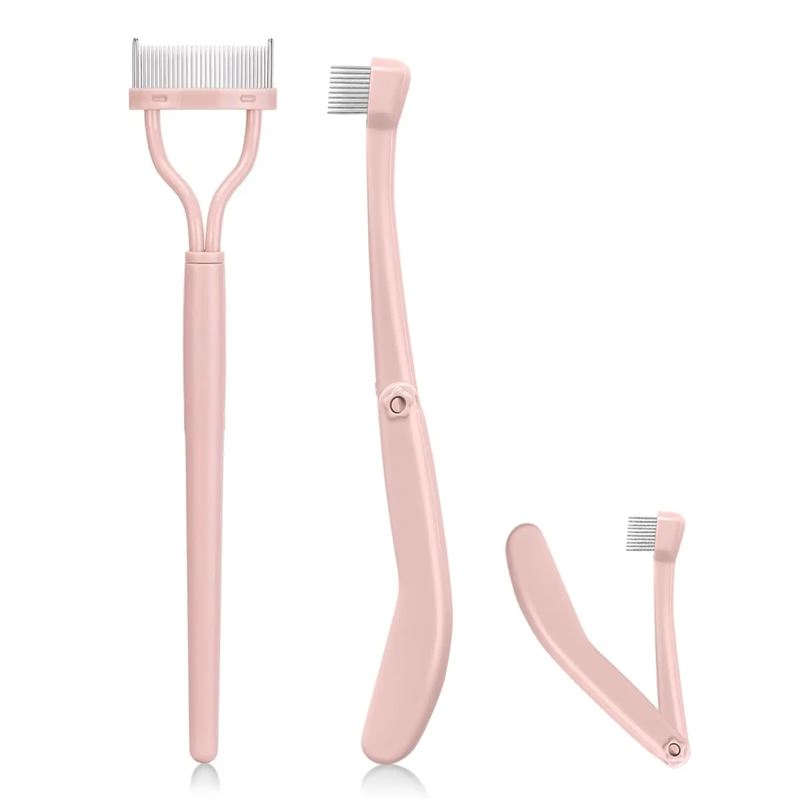 2Pcs Eyelash Tools Set Stainless Steel Comb with Semi-Circular Teeth And Mascara Applicator Brush for Precise Eyelash Grooming