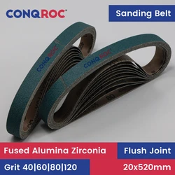 20 Pieces 20x520mm Sanding Belts Fused Alumina Zirconia 3/4''x20-1/2'' Sander Belts Grit 40~120 for Metal Polishing