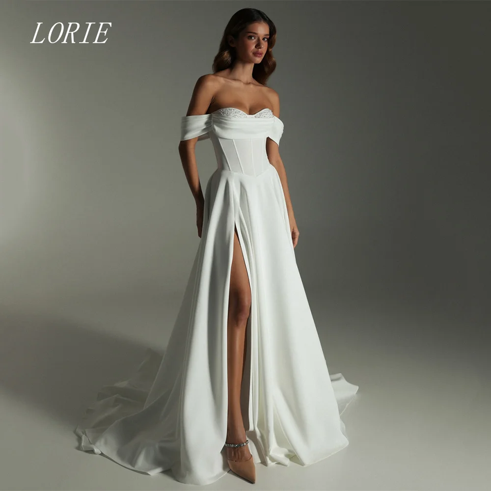 

LORIE Luxury Beading A Line Wedding Dress Sweetheart Side Silt Bridal Dresses Temperament Appliques Wedding Gown Customized 2026