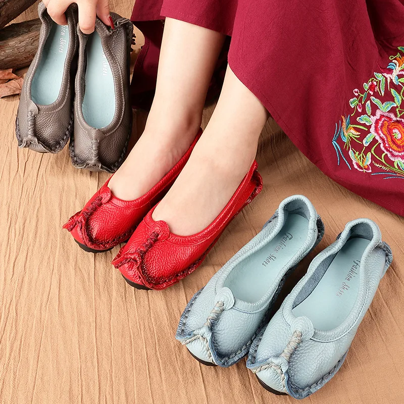 Xiuteng 2023 Women Shoes Genuine Leather Loafers Women Mixed Colors Casual shoes Handmade Soft Comfortable Shoes Women Flats