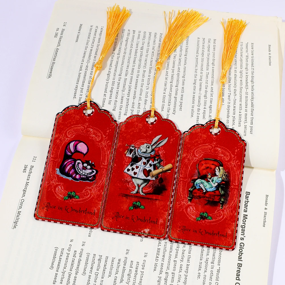 1/3PCS Alice in Wonderland Acrylic Bookmark Cheshire Cat March Hare Pattern For Anime Lovers Students Study Stationery