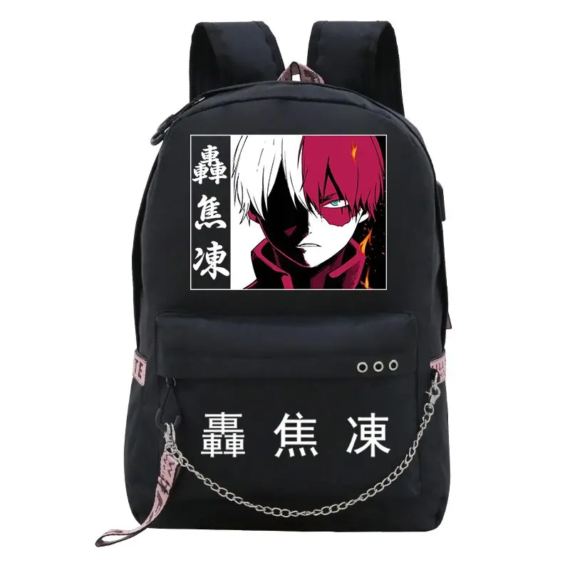 

My Hero Academia USB Backpack Shoto Todoroki Deku Cosplay Bookbag Back to School Boys Girls Fans Gift Bag Mochila