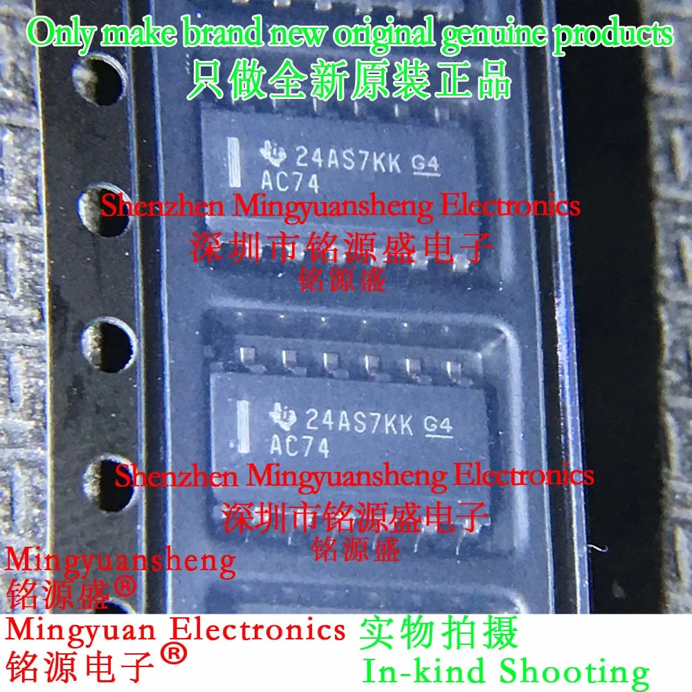 

Mingyuansheng Brand New Original Genuine Sn74Ac74Dr Sn74Ac74D Sn74Ac74D Silk Screen Printing Word Making Ac74 Package Sop14 Smd Ic Trigger Chip