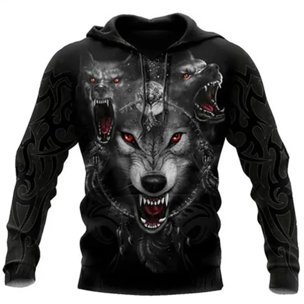 Mode Frühjahr Und Herbst Wolf Tier Hoodie männer 3D Gedruckt Sport Hemd Pullover männer Casual Straße Mantel Moletom y2k