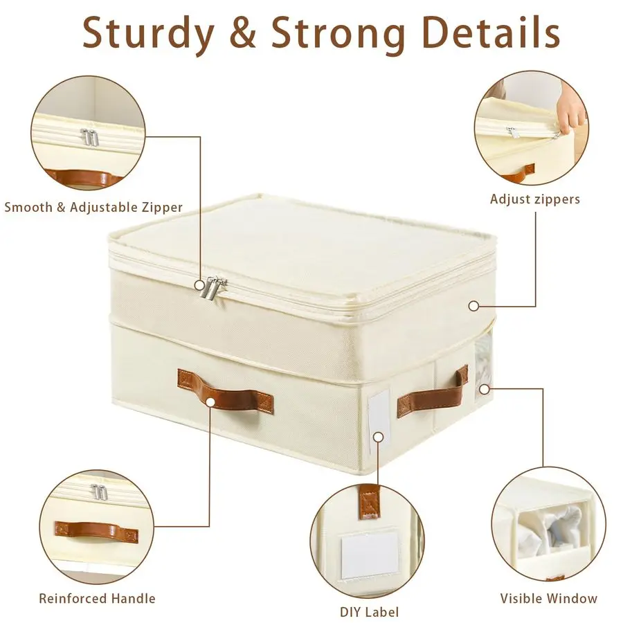 Organizadores e armazenamento de lençóis, 4 pacotes de organizadores de armário de linho com zíper ajustável, armazenamento de cama dobrável para queen ou king