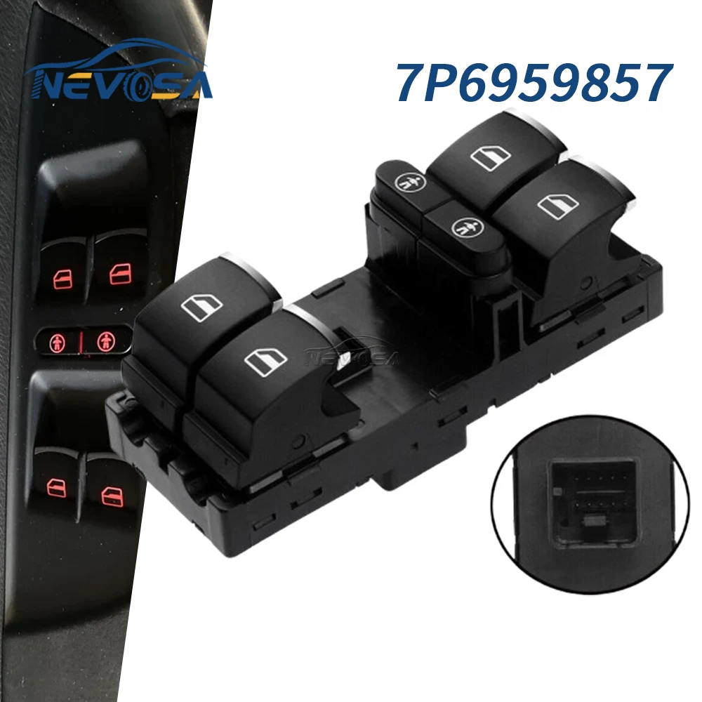 For VW Touran Sharan 2011 2012 2013-2016 Touareg Seat Alhambra 2011-2016 7P6959857 LHD Car Power Window Lifter Control Switch