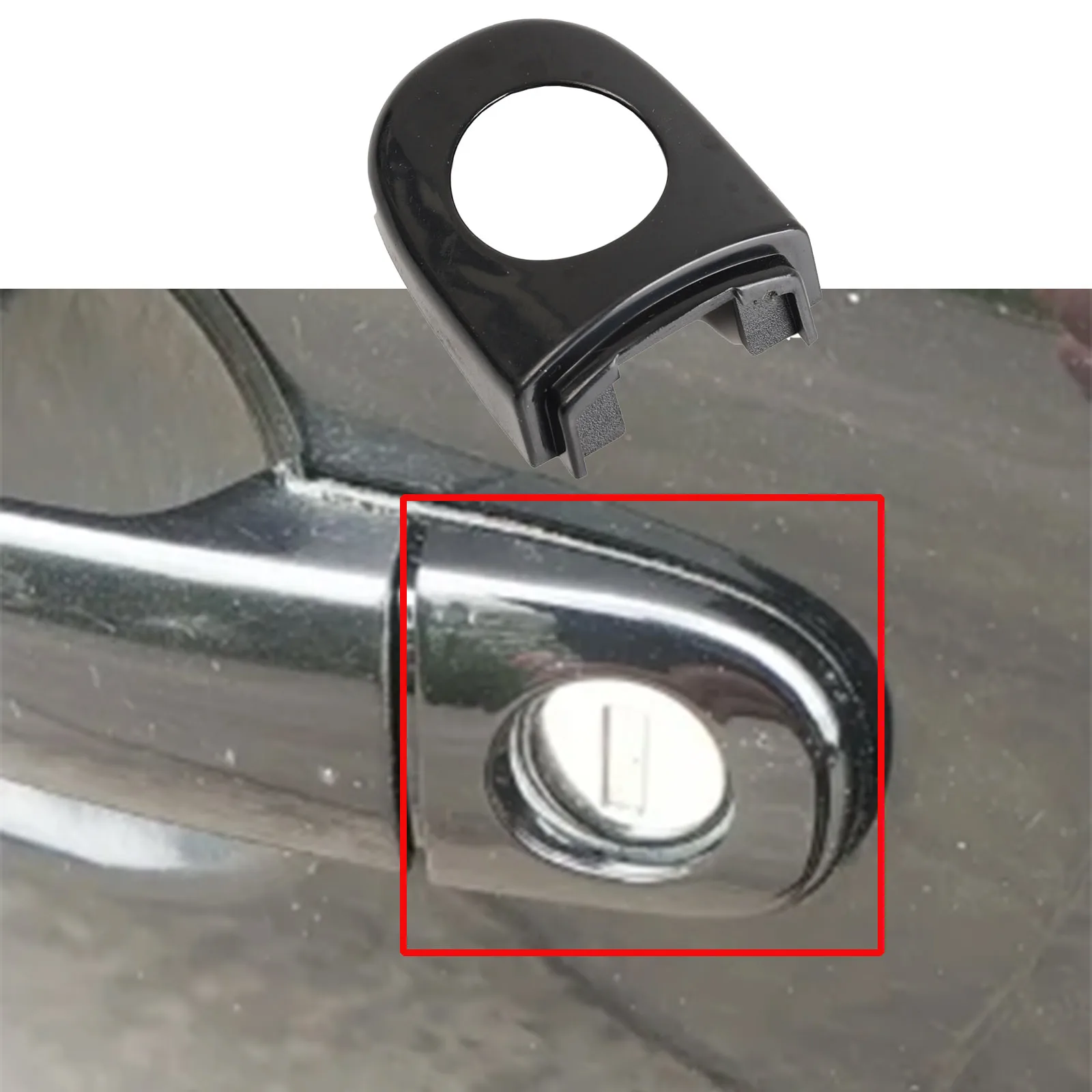 1X For VW Polo Jetta up! Drivers Front Exterior Left Door Handle Lock Key Hole Cap Black Plastic Car Accessories 6R4837879A
