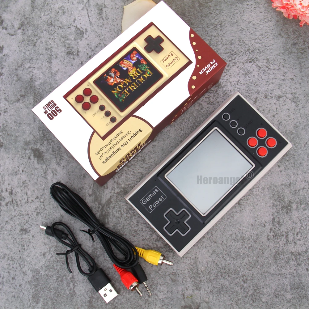 3 بوصة صغيرة وحدة تحكم بجهاز لعب محمول المدمج في 500 الألعاب الكلاسيكية المحمولة الرجعية لعبة فيديو وحدة التحكم 3.0 بوصة شاشة ألعاب لاعب هدية