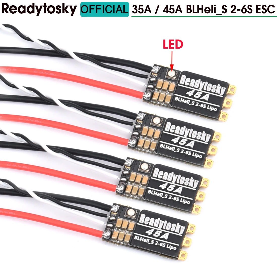 

Readytosky 35A 45A BLHeli_S BLS 2-6S Lipo ESC Built-in Programmable RGB LED D-Shot 150/300/600 ONESHOT125 For RC FPV Quadcopter