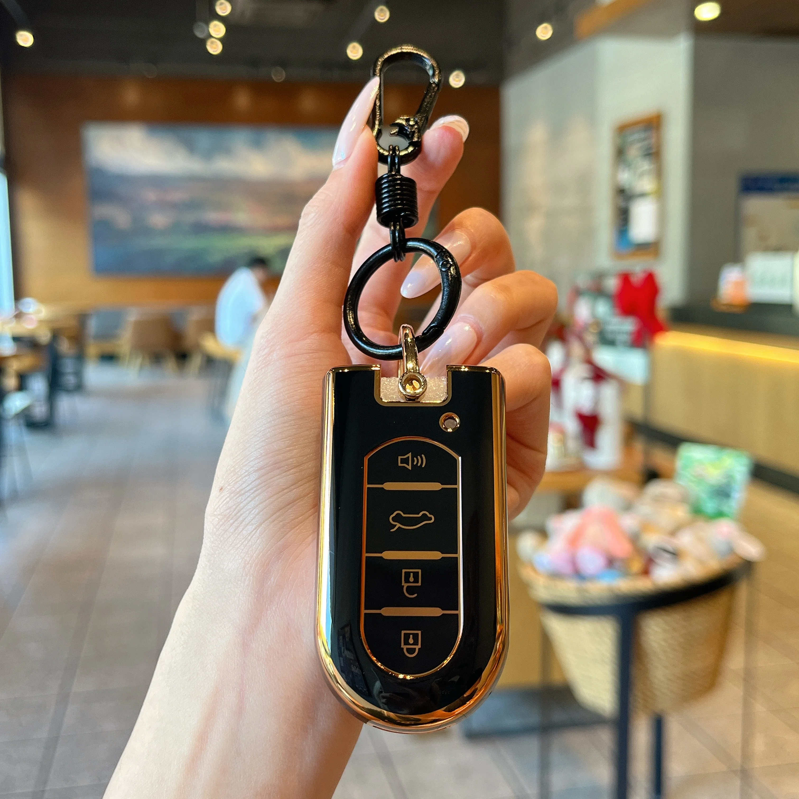 غطاء مفتاح السيارة عن بعد من البولي يوريثان مع سلسلة مفاتيح جلدية لتويوتا راش دايهاتسو تانتو LA600S LA800S LA610S LA150S Perodua حافظة مفاتيح #6