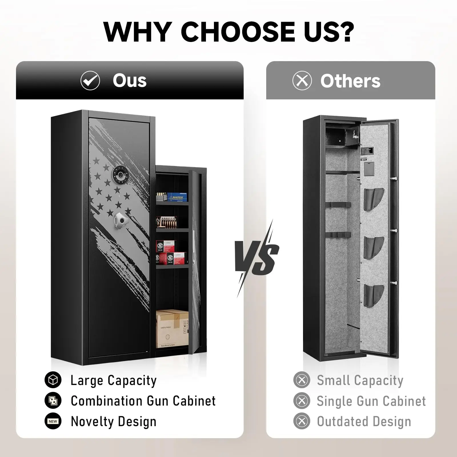 KAER 8-10 Gun Safe, Large Gun Safe for Rifles and Pistols, Quick Access Home Gun Rifle Safe and Storage Gun Cabinet with 4 Pisto