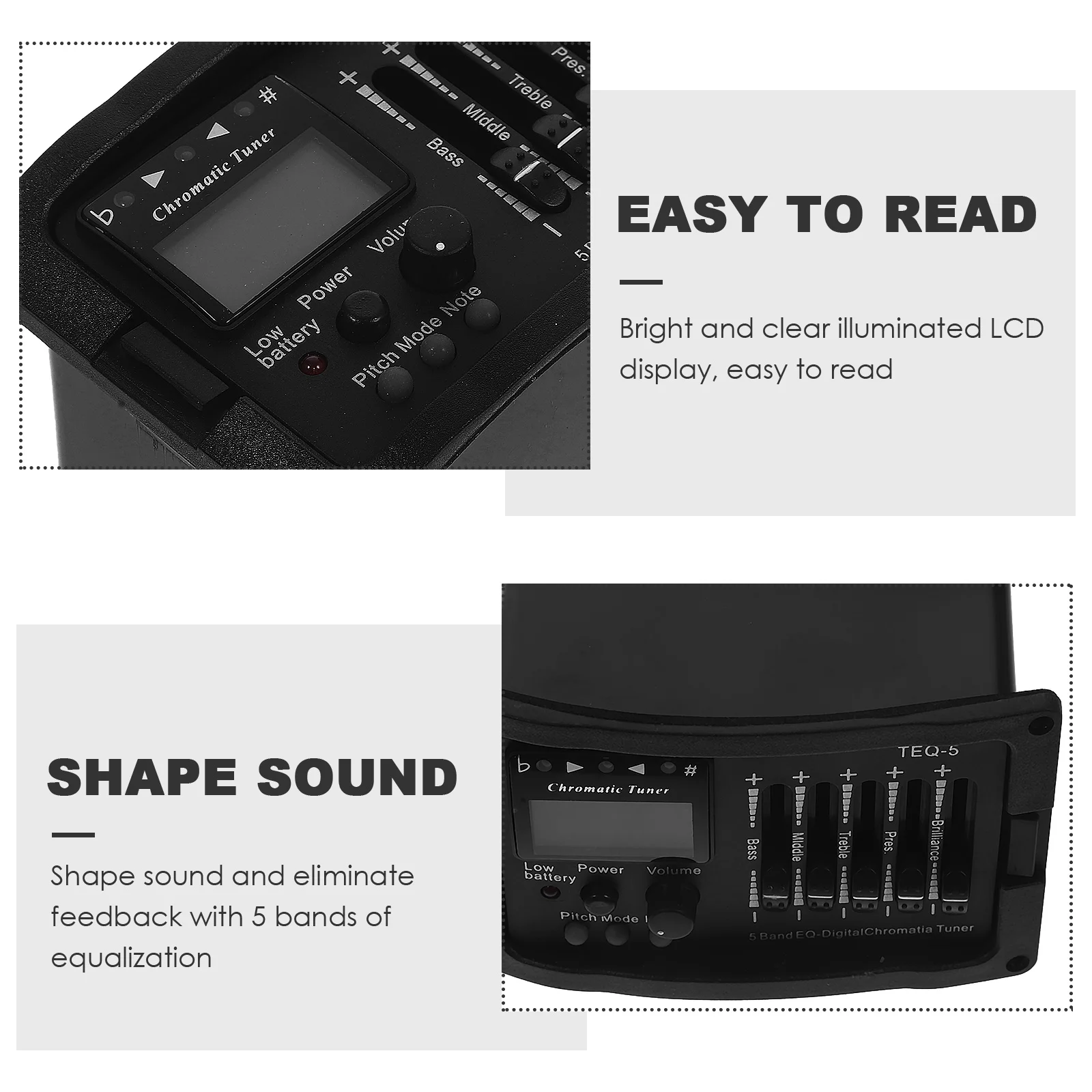 

5 Band Pickup Preamp Equalizer Acoustic Guitar Equalizer Preamp Tuner Feedback Control Guitar Components Accessories