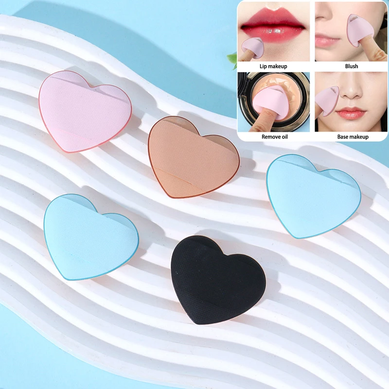 10 Pcs Mini Heart-Shaped Cosmetic Cushion Puff Concealer Foundation Detail Puff Finger Puff Set Makeup Sponge Beauty Tool