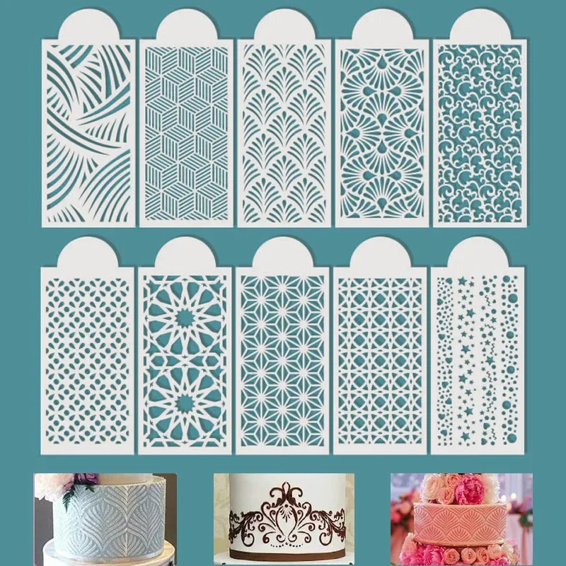 DIY Fondant Stencil Reusable Cake Decorating Stencil Plastic Spray Mold Stencils Cake Drawing Painting Decorating