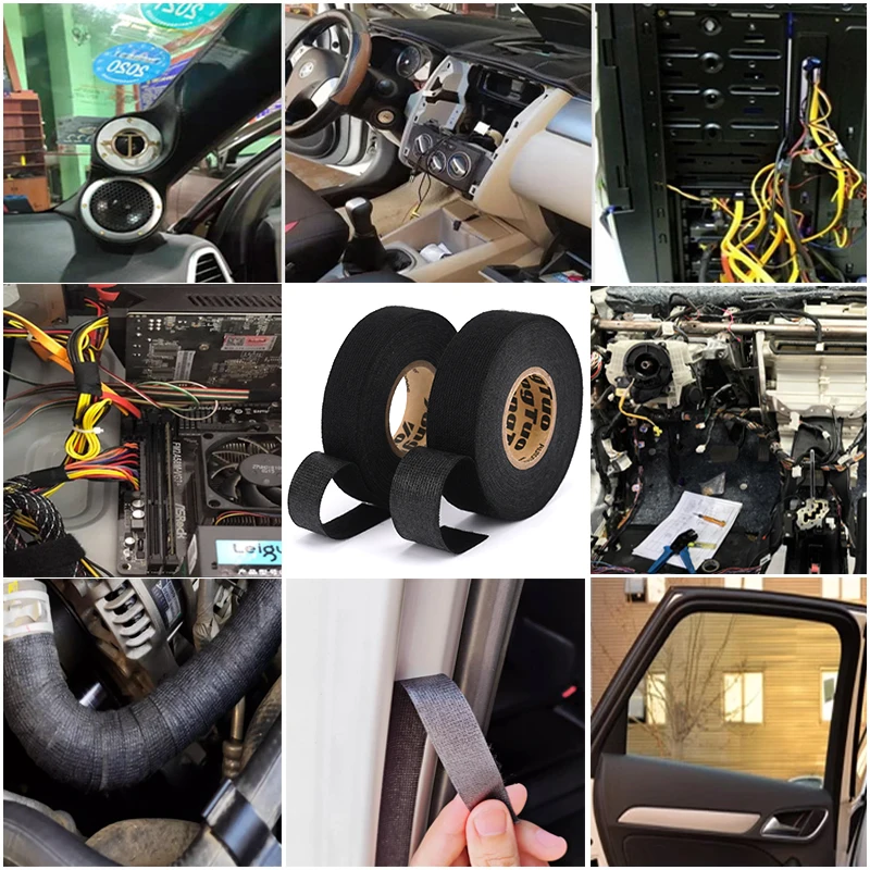 電気テープ耐熱ハーネステープ粘着布テープ防水テープ絶縁自動車生地布テープ 2 ロール