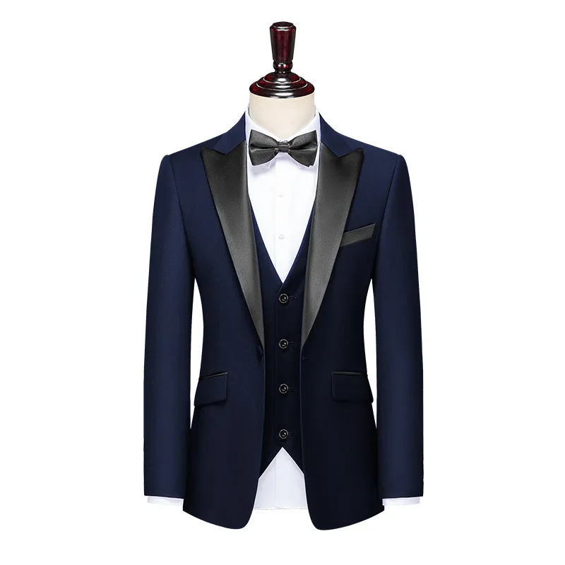 (7) Customized Suit Groom Wedding Suit Men's Slim Formal Double Breasted Evening Dress