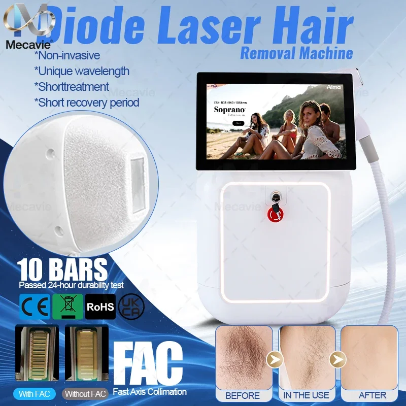 Professional Diode Laser Hair Removal Machine 5 Waves Ice Cooling Tech Painless Hair Removal All Skin Tones Home Salon Device