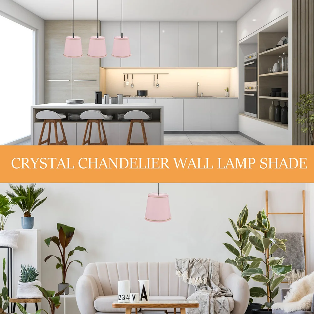 

2pcs Cloth Lamp Shades Fabric Lamp Covers Replacement For Chandelier Bedroom Decor Dustproof Lampshade Covers (Pink)