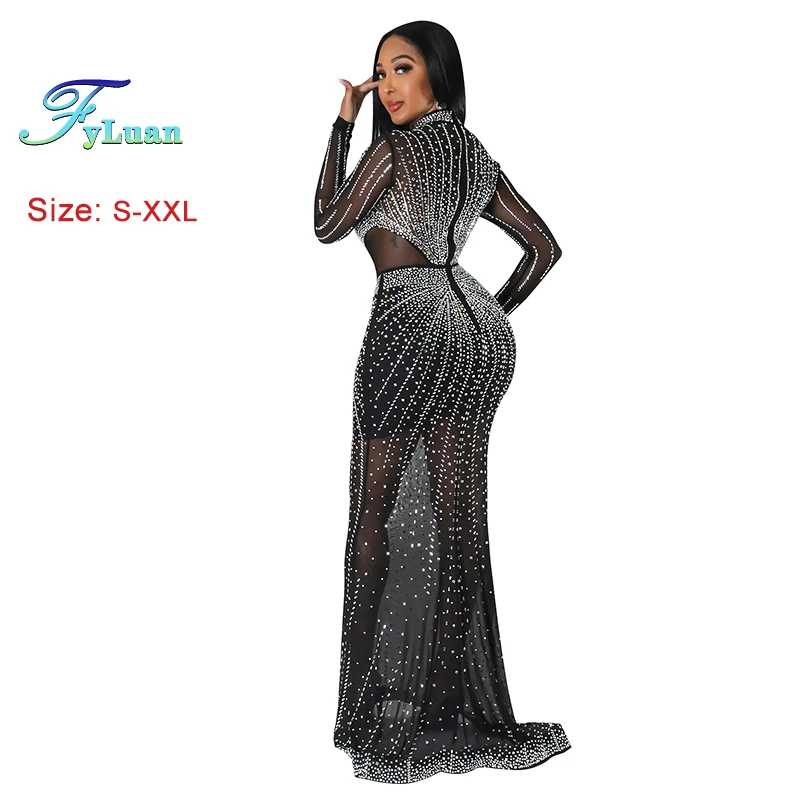 ใหม่Elegant Bodyconสําหรับผู้หญิงชุดสบายตัดเอวชุดกระโปรงแขนยาวเซ็กซี่อย่างเป็นทางการชุดราตรีเสื้อผ้า