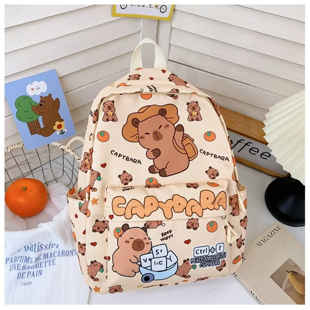 Cute Cartoon Capybara Backpack Breathable Ultra-light Student Schoolbag Large Capacity Nylon Book Bag