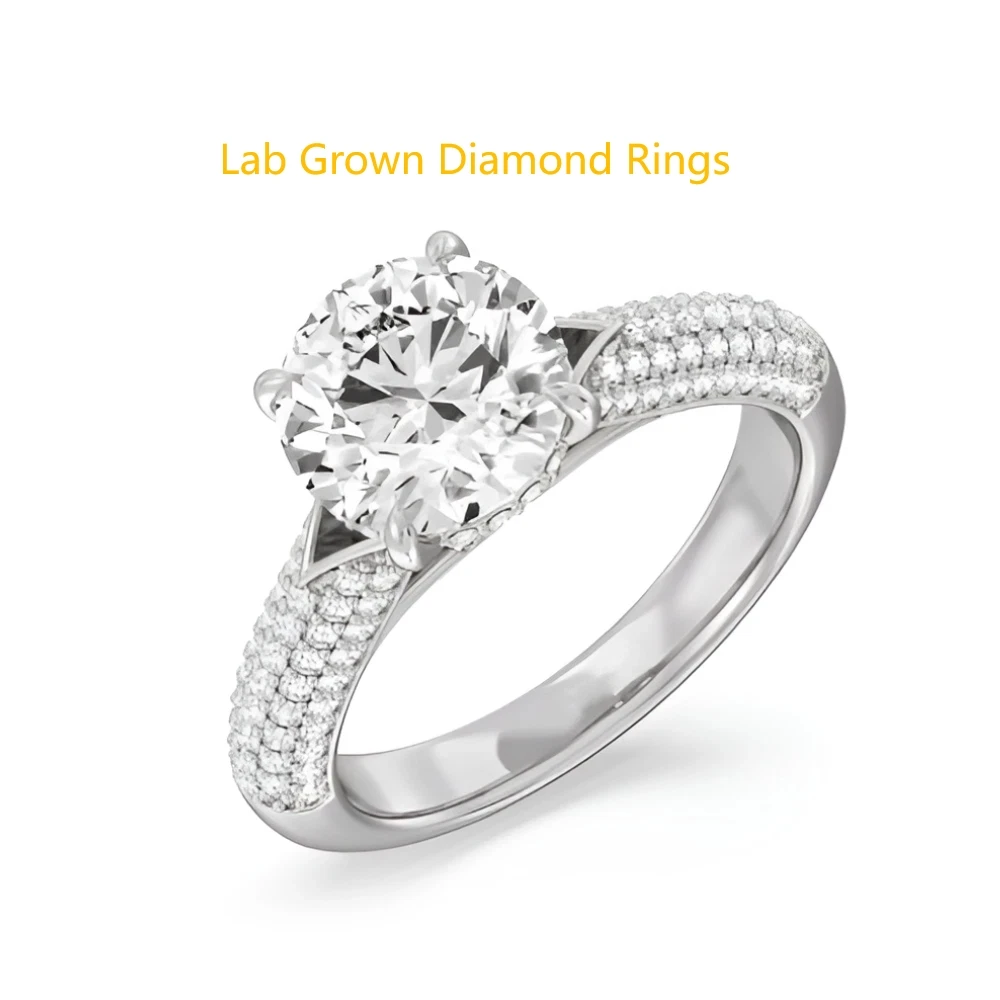 Lab Grown Diamond EF VS-VVS 3.00 Ct Main Stone Round Cut Engagement Ring In 950 Platinum Certified IGI Hight Quality Jewelry