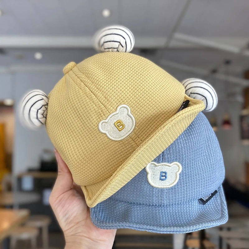 

Cute Cartoon Baby Duck Tongue Hat Soft Brim Kids Baseball Hats 1-2Year Children Duckbill Cap Solid Cotton Toddler Sunshade Visor