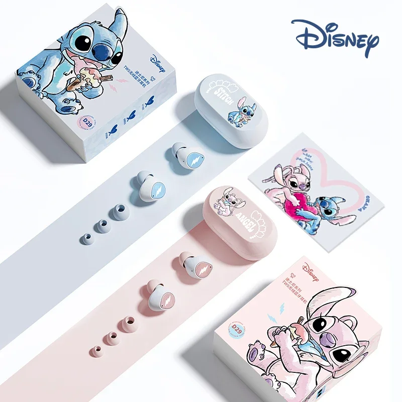 Disney lilo & stitch anjo fones de ouvido d29 sem fio bluetooth 5.3 fones alta fidelidade estéreo hd chamada toque inteligente longa resistência