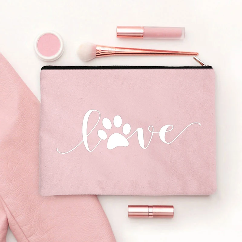 2023 Pet Puppy Minimalist Animal Themed Pink Zipper Make Up Bag Themed Makeup Bags Toiletry Bag Cosmetic Pouch Girl Pencil Case