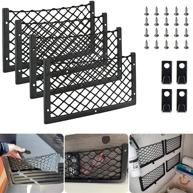 Siatka do przechowywania samochodu Elastyczna siatka Cargo Mesh Nets Caravan Bus Camping Vehicle Seat Back Organizer Mesh Auto Interior Accessories