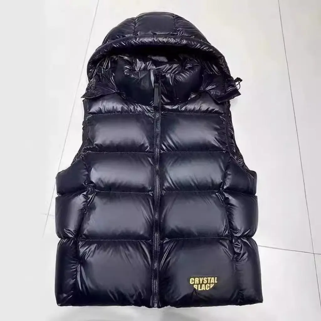 

Women's Black Gold Vest Autumn Winter Loose Waistcoat Internet Celebrity down Cotton Jacket for Couples