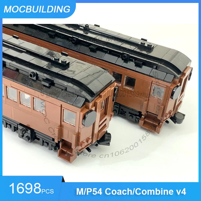 1:48 Scale Pennsylvania Railroad M/P54 Coach/Combine v4 MOC Building Blocks Train Model DIY Assemble Bricks Toys Gifts 1698PCS
