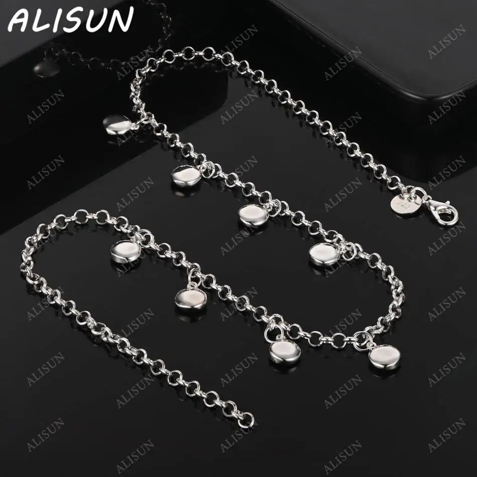 

ALISUN 925 Sterling Silver 45cm Small Round Necklace For Women Charm Trend Birthday Gifts Fashion Party
