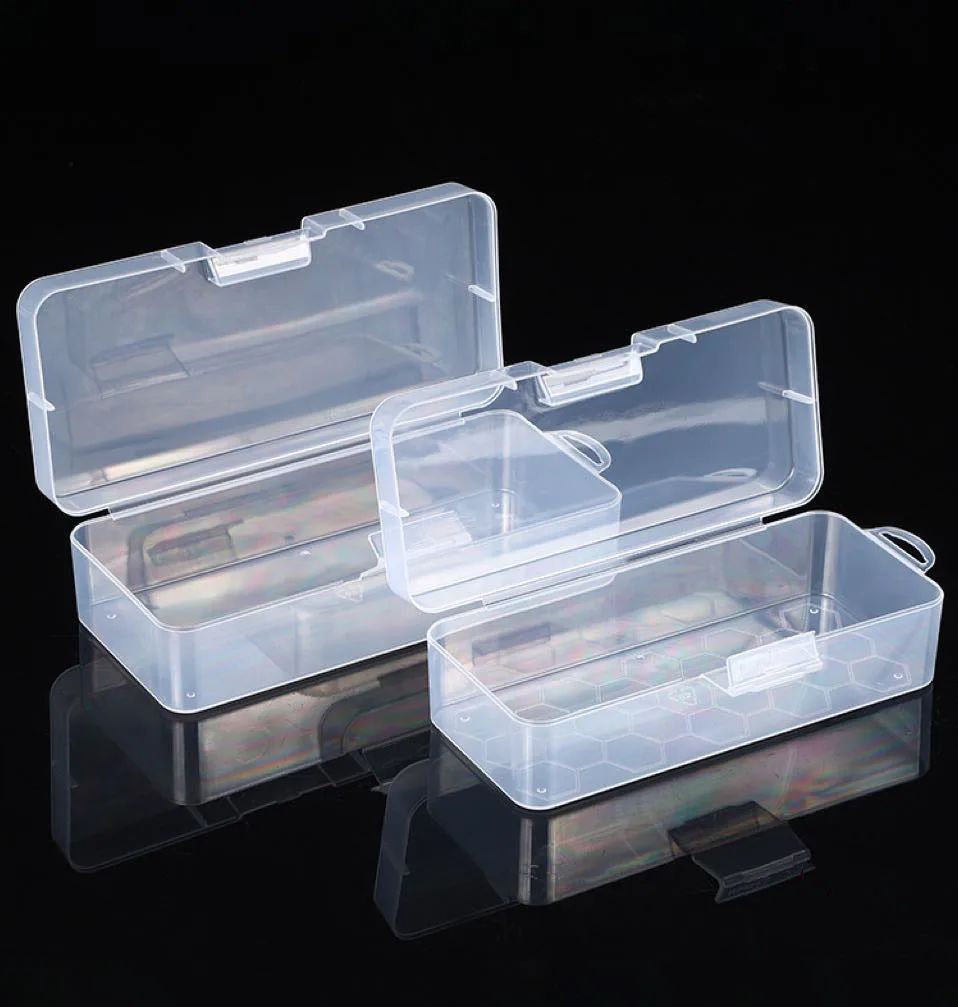 

New Transparent Rectangular PP Stationery Parts Tools Plastic Packaging Buckle Empty Box Storage Box Fishing Gear Sorting Box