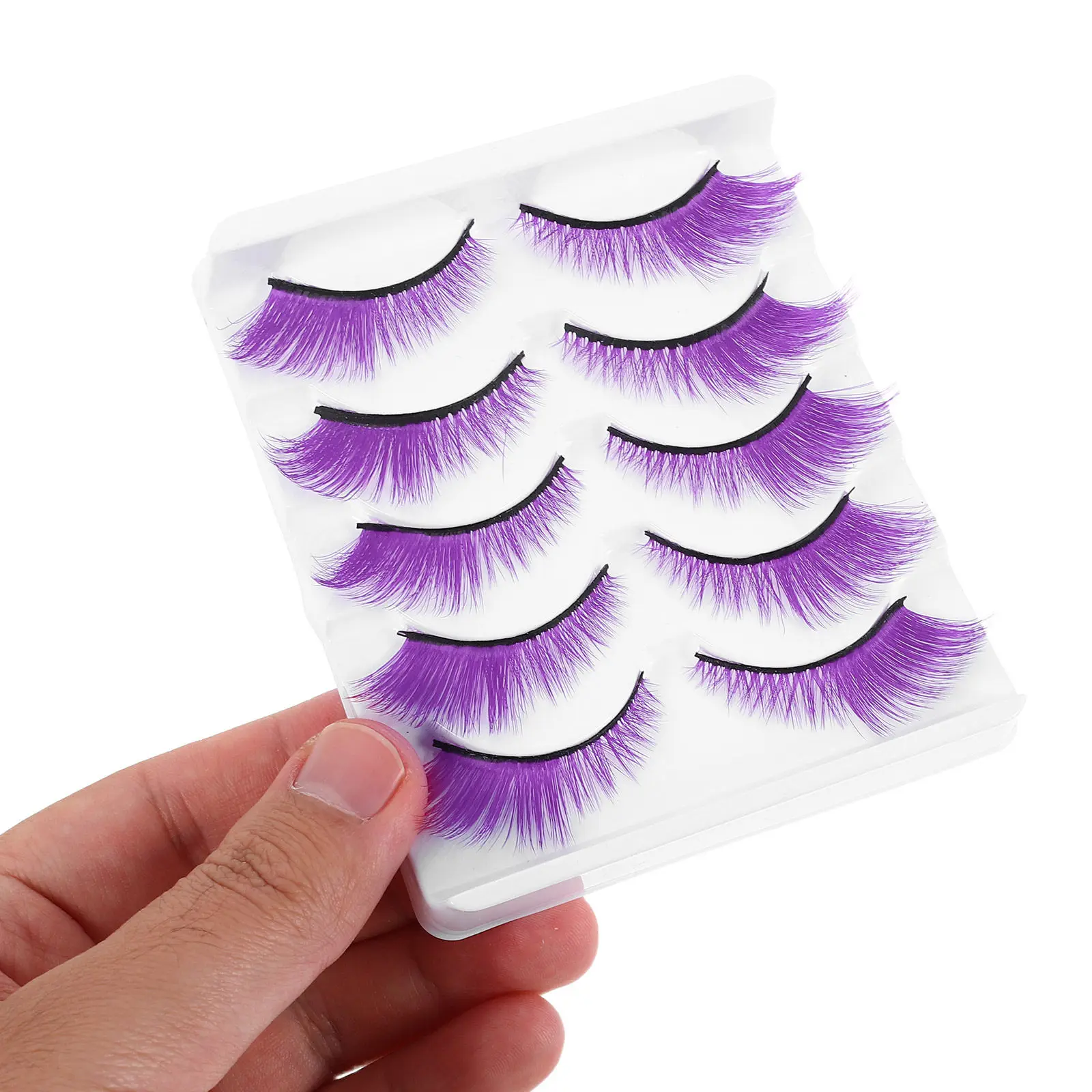 5Pairs Realistic Colored False Eyelashes Short Natural Lightweight Synthetic Fake Lash Strips for Cosplay Party Daily Makeup