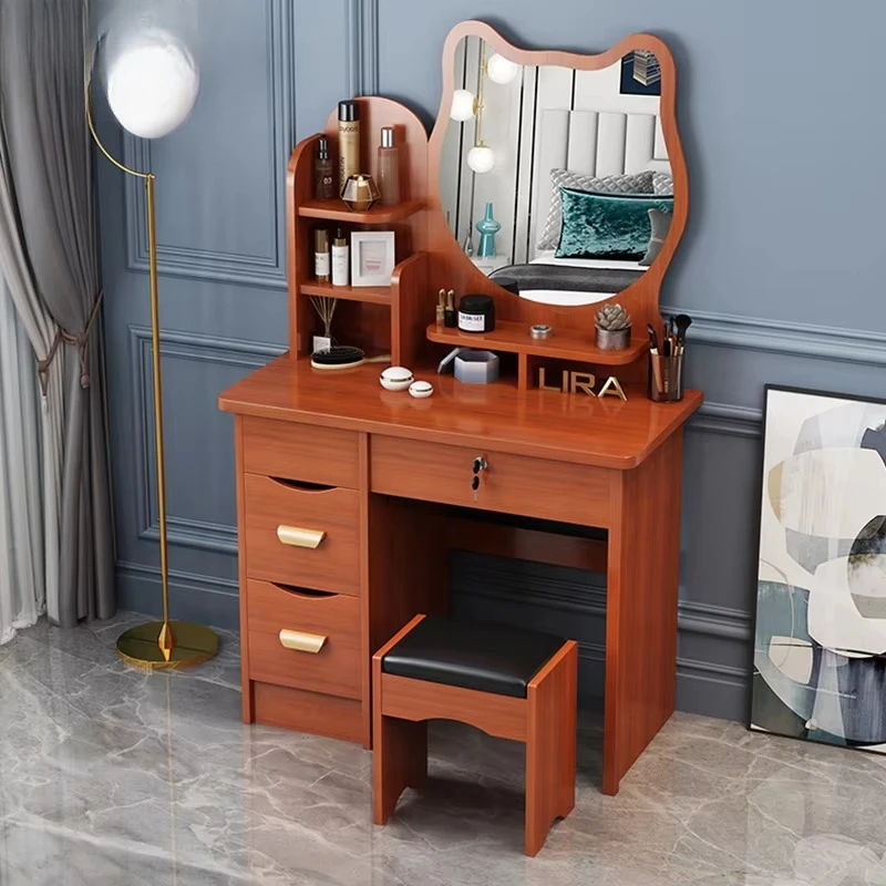 

Girls White or pink Wooden Drawer Organiser Vanity Makeup Table Modern Bedroom Dresser with Chairs