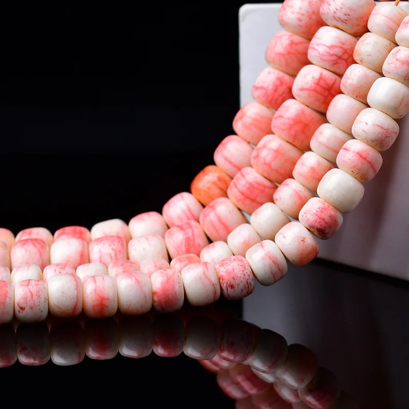Blood-red cow pattern bone semi-translucent disc , 108 , bracelet, necklace, loose beads, string b